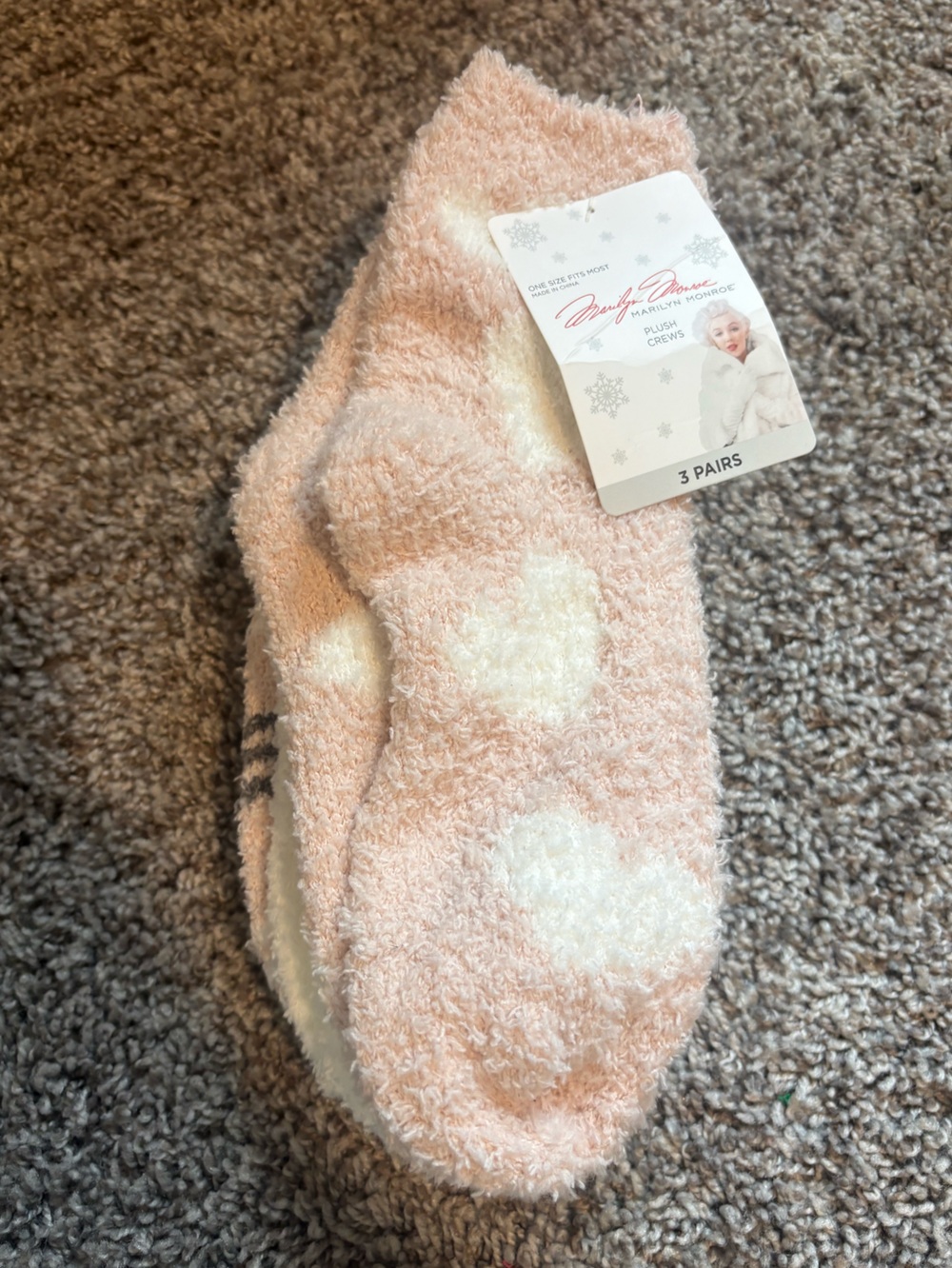 Marilyn Monroe Pink & White Plush Crew Socks
